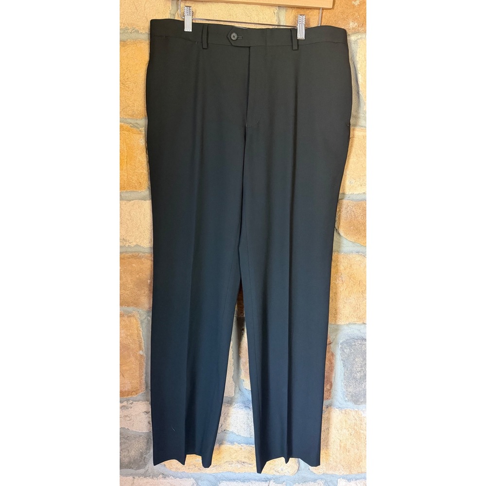 Tommy Hilfiger Mens Black Dress Pants Flat‎ Front Straight Leg Trousers 36/30
